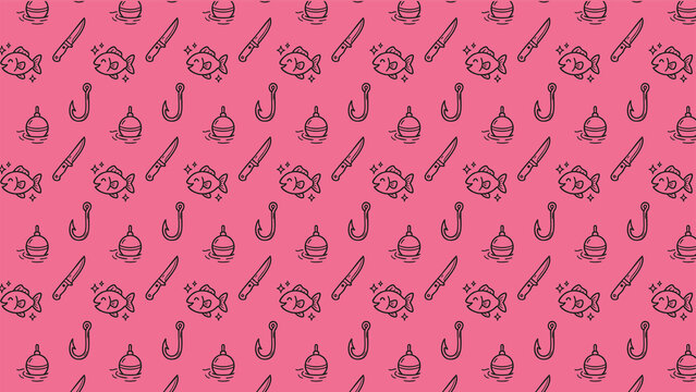 Fishing doodle vector pattern design