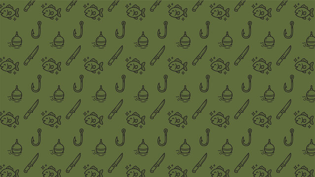 Fishing doodle vector pattern design