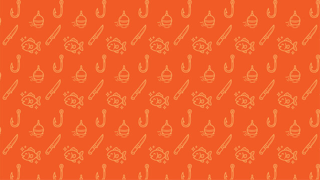 Fishing doodle vector pattern design