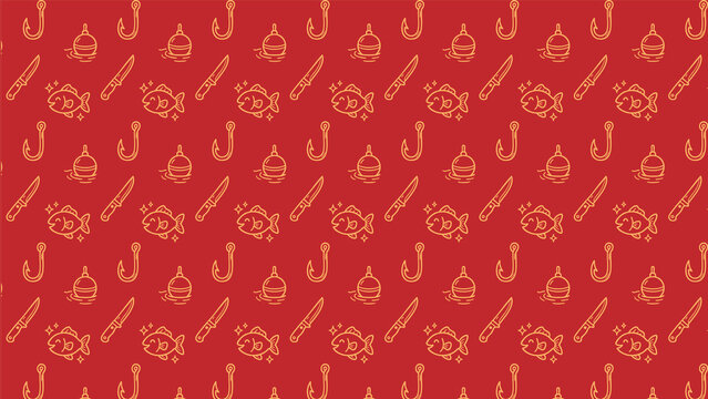 Fishing doodle vector pattern design