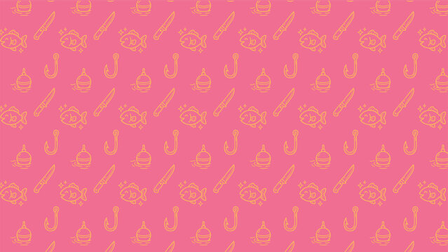 Fishing doodle vector pattern design