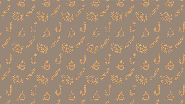 Fishing doodle vector pattern design