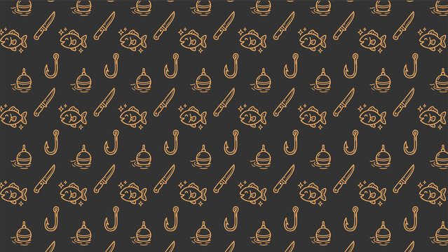 Fishing doodle vector pattern design