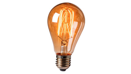 Vintage glowing glass incandescent electric light bulb isolated on transparent background © Griffin