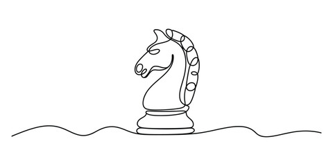 Continuous one line drawing of a chess knight horse piece © Mr Ishan