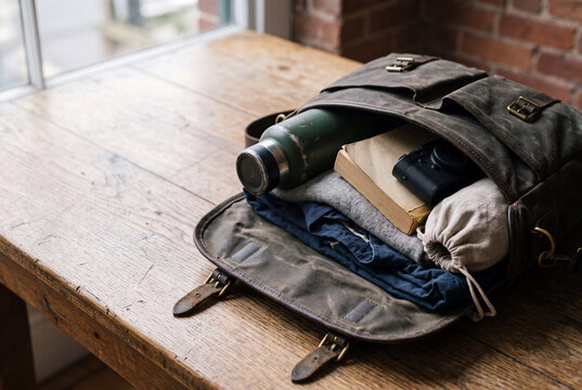 Gli elementi essenziali da mettere in valigia per un lungo viaggio: la borsa, i vestiti e gli oggetti personali preparazione, l&rsquo;organizzazione che sta dietro alla preparazione per un viaggio