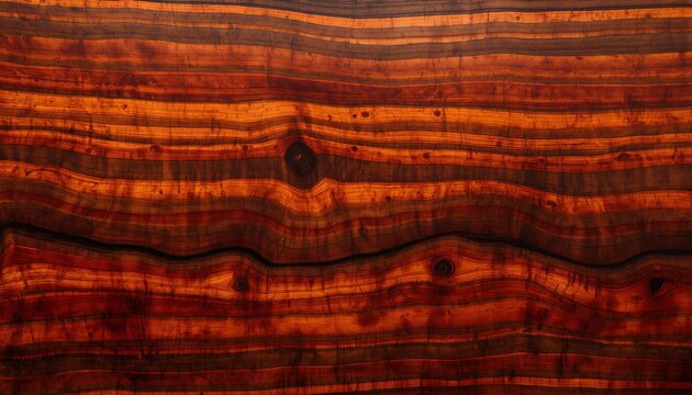 Dramatic swirling grain with intense contrasting bands of fiery orange, deep red, and dark espresso brown. Natural oily luster, rich detailed pores, and premium guitar material