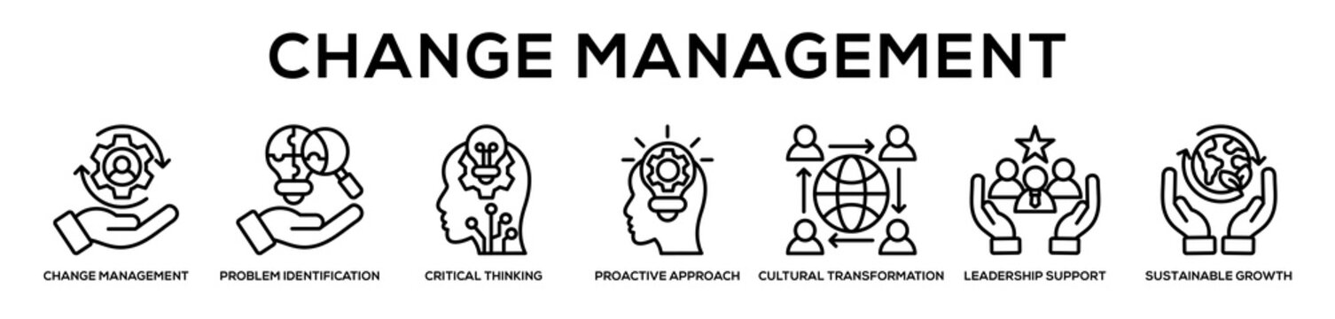 Change Management web banner icon illustration concept