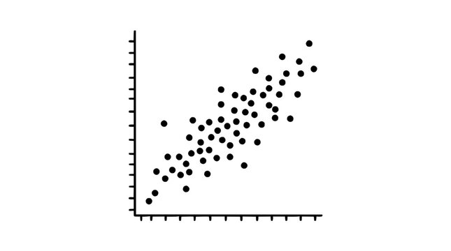 Black scatter plot diagram showing data correlation