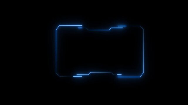 Futuristic sci-fi HUD elements and streaming webcam borders on a black background.4k video 