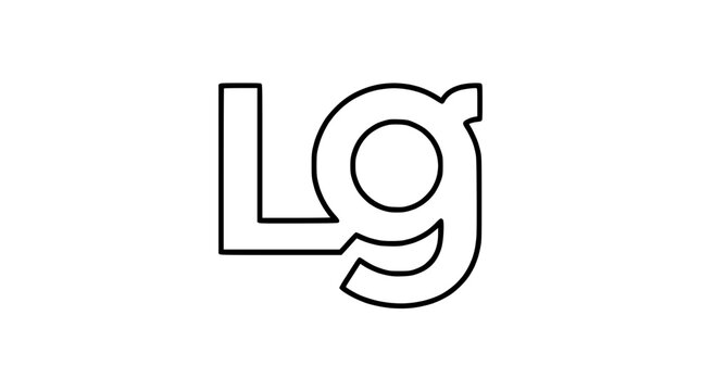 Minimalist lowercase letters l and g outlined vector
