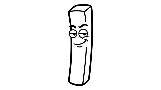 Sly cartoon bar character with smirking face expression
