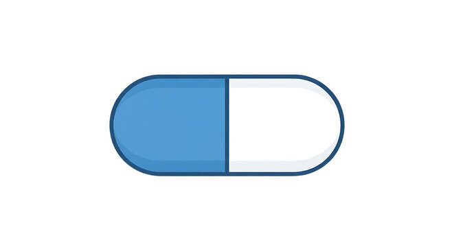 Clean Flat Vector Medicine Capsule Pill Icon with Transparent Background