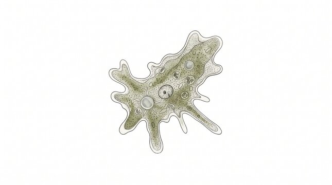 Amoeba organism with pseudopods illustration