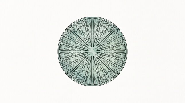 Diatom Algae Cell Scientific Illustration in Ink and Watercolor