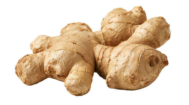 Fresh raw ginger root rhizome with textured beige skin