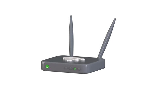 3D WiFi Router Icon Animation for Wireless Internet, Network Connectivity, Broadband, Home WiFi and 4K Motion Graphic
