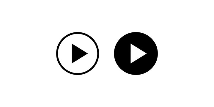 Play button circle icons black outlined and solid design for media player control.