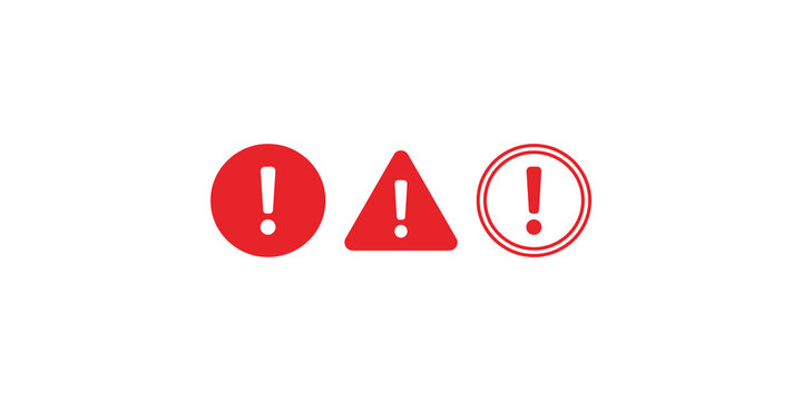 Red exclamation mark alert and warning sign icons for critical notices.