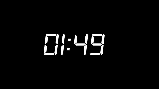 Countdown Digital Clock Animation 2 minute to 0 second. minute stopwatch , analog clock icon animation.