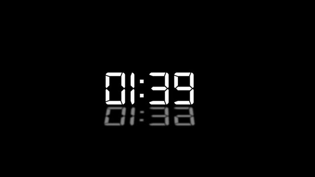 2 Minute countdown animation on black background. analog clock icon animated video.
