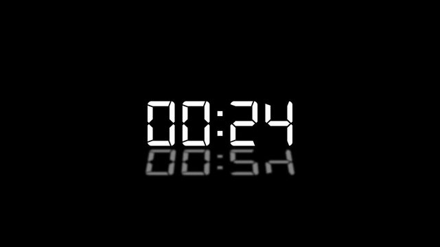 30 seconds countdown animation on black background. analog clock icon animated video.