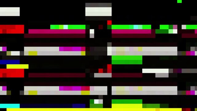 Colorful 8 Bit Pixel Error Block Transition with Minimalist Futuristic Gaming Glitch Effect