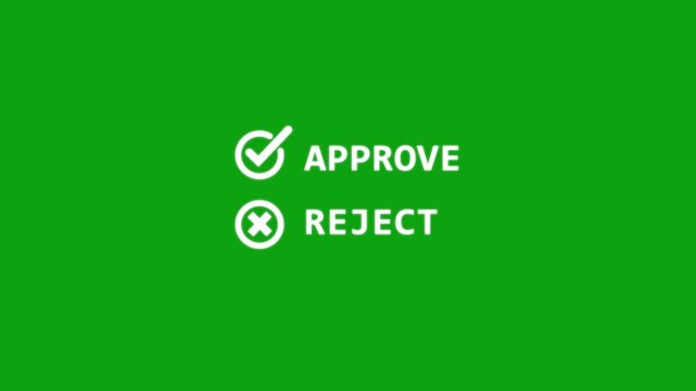 Animated Accept and Reject Selection Buttons with Checkmark and Cross Icons. Choices between right and wrong symbols concept on the transparent green background.