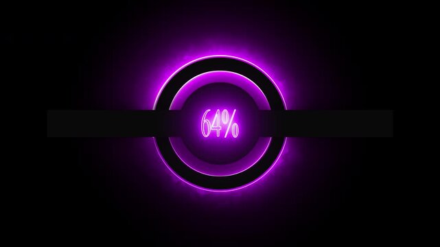 4K Neon Circular Loading Progress Animation Loop | Futuristic Percentage Indicator