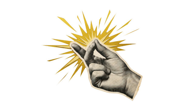 Collage of fingers snapping  on transparent background
