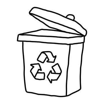 Minimalist Recycle Bin Line Art Illustration