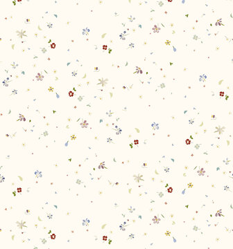 Collection of soft vintage floral seamless pattern set for textile print