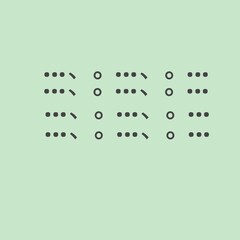 An abstract background pattern consisting of an arrangement of geometric dots and lines, forming a visual representation resembling Morse code or modern structured data symbols.   © Syarif