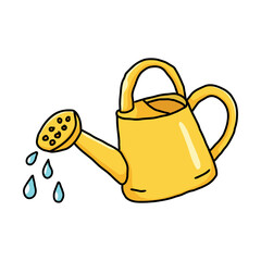 Handdrawn Yellow Watering Can Illustration © Moupz