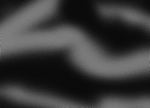 Abstract black and white concentric circular lines background pattern with moire effect and dynamic hypnotic vortex texture