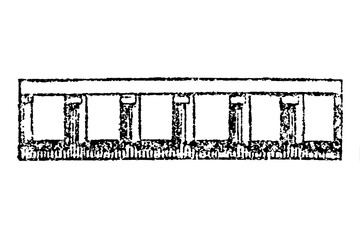 Ornament dentils, row of small rectangular blocks resembling teeth under a cornice, old vintage illustration, 1897 © Timofeeff