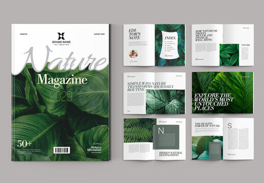 Clean Natural Green Magazine Template