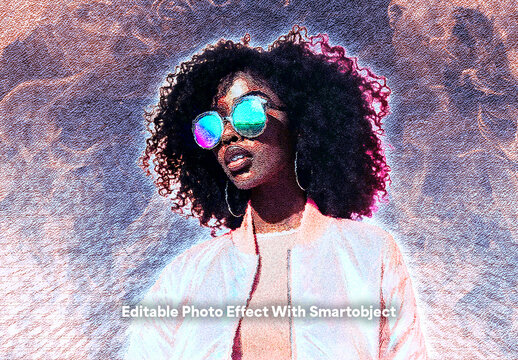 Editable Halftone Portrait Photo Effect With Vintage Screenprint Style