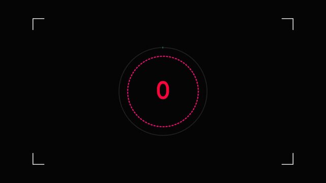 Digital countdown timer with zero on black background