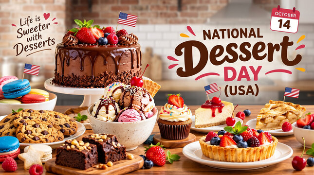 Delicious Assorted Sweet Treats Table Display Celebrating National Dessert Day In America