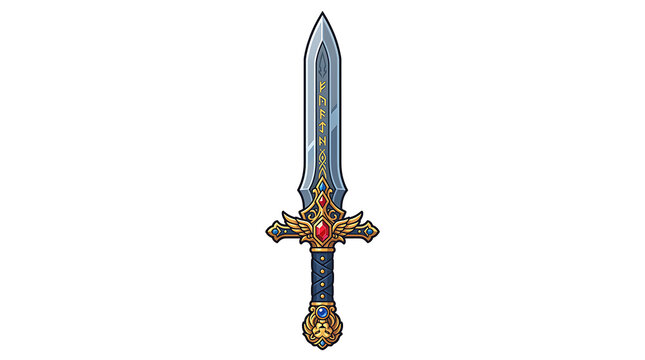 Fantasy Magic Sword Illustration Isolated on White Background