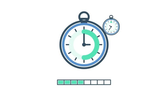 Professional flat vector illustration of stopwatches and a loading bar for time tracking and business project efficiency