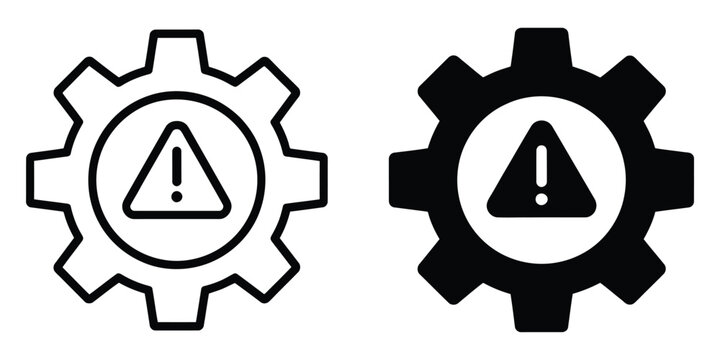 System error icon with warning symbol for technical issues, software failures, troubleshooting, and digital interface design