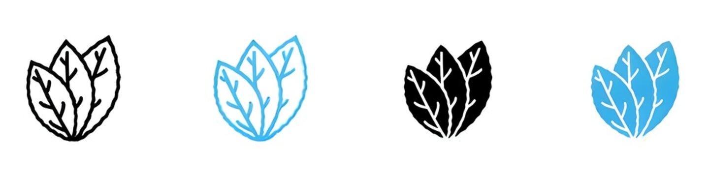 Tobacco leaves icon vector set collection for web. Thin line customizable illustration. Contour symbol. Vector isolated outline drawing. Editable stroke