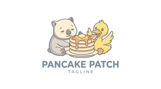Pancake Patch logo featuring cute koala and duck