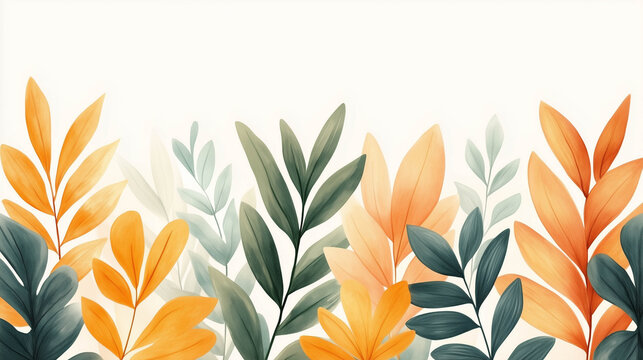 Nature-Inspired Watercolor Floral Background with Abstract Botanical Texture