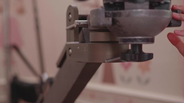 Mini Crane Jib Moving Downward on Professional Film Set
