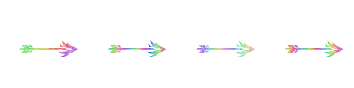 Multicolor sketch fire arrow icon design set