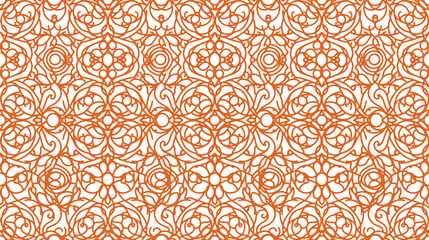 Intricate geometric arabesque pattern with symmetrical floral motifs in warm terracotta and cream tones © Sourab