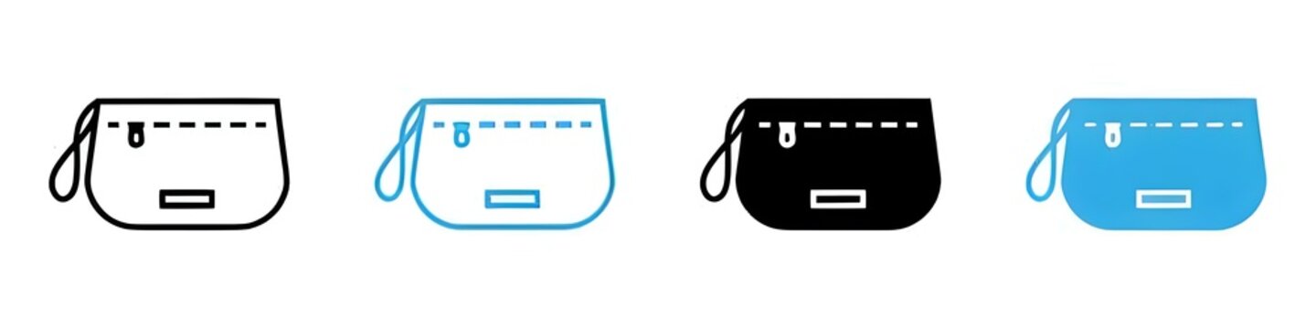 Cosmetic Makeup Bag Icon Ideal for Beauty and Travel Essentials. Thin line customizable illustration. Contour symbol. Vector isolated outline drawing. Editable stroke